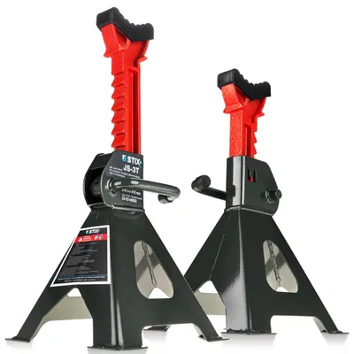 Immagine prodotto di 2 cavalletti di supporto da 3 tonnellate con gomma | Cavalletti di sostegno da 3000 kg per autovetture e SUV
