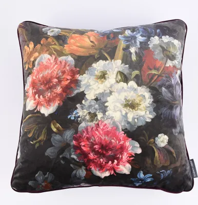 Produktbild von Wendekissen Blumen bunt beere Samt 50x50cm