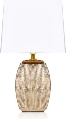 Produktbild von BRUBAKER Tischlampe Nachttischlampe - 38 cm - Gold - Keramik Lampenfuß - Baumwoll Schirm Weiß