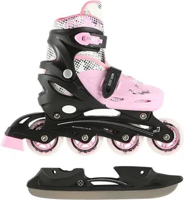 Produktbild von Nils Extreme NH18331 4-in-1 Kinder Inlineskates Schlittschuhe Rollschuhe verstellbar rosa Größe S 31-34