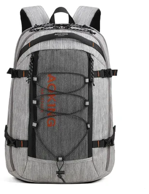 Zdjęcie produktu dla Torba unisex Aoking, szara, z zamkami i nylonowymi uchwytami, wymiary 34,5 x 49 cm