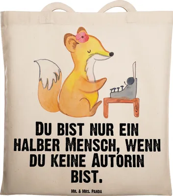 Produktbild von Mr. & Mrs. Panda canvas tasche Autorin Herz - Transparent - Geschenk, Jutebeutel, Buchhandlung, Spruch, Beruf, Lustig, Verlag, Stoffbeutel, Tote Bag, Buchladen