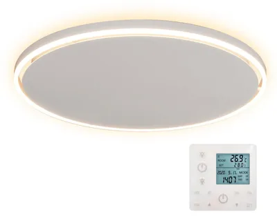 Obrázek produktu pro Stropní infrapanel s LED světlem InfraTherm CEILING LED DESIGN 750W, sálavé topidlo pro místnosti do 13,6 m², průměr 60 cm, dálkové ovládání