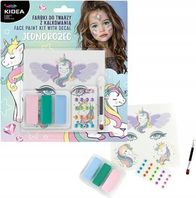 Produktbild von Gesichtsfarben mit Diamanten und Einhorn-Aufkleber KIDEA