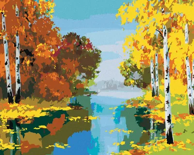 Produktbild von Zuty - Malen nach Zahlen - WALD MIT BIRKEN AM FLUSS, 40x50 cm, ohne Keilrahmen