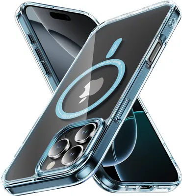 Obrázek produktu pro Magnetické průhledné pouzdro pro iPhone 16 Pro, kompatibilní s MagSafe, hybridní nárazuvzdorné ochranné pouzdro Modrý