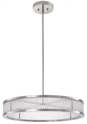 Produktbild von Casa Padrino Luxus LED Kronleuchter Silber / Weiß Ø 70 x H. 15 cm - Moderner runder dimmbarer Kronleuchter - Luxus Qualität