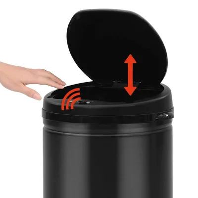 Zdjęcie produktu dla vidaXL Automatyczny kosz na śmieci z czujnikiem 50 L stal węglowa czarny
