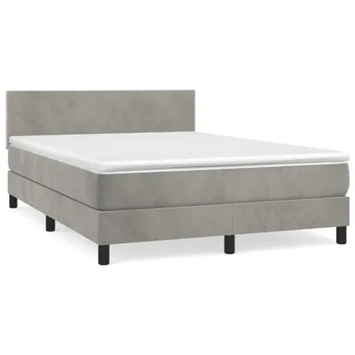 Produktbild von vidaXL Boxspringbett mit Matratze Hellgrau 140x200 cm Samt