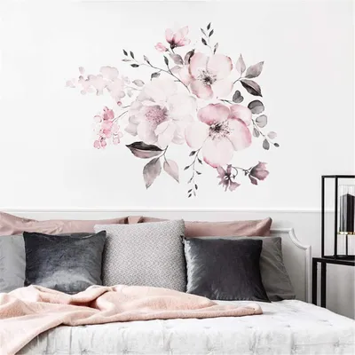 Produktbild von Rosa Blume Romantische Blumenwanddekoration 3D-Wandaufkleber Home Art Decor für Mädchen Schlafzimmer Büro Badezimmer Wohnzimmer 30*90 cm
