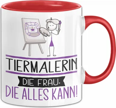 Produktbild von Tiermalerin Geschenk Tasse Becher Die Frau Die Allen Kann Geschenkidee für eine Tiermalerin Lustig (Rot)