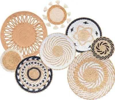 Immagine prodotto di Omgoods - Set di decorazioni bohémien per la parete - 8 cesti tessuti per il soggiorno e la camera da letto