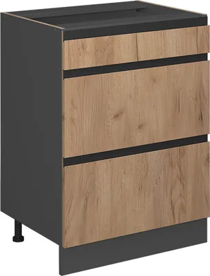 Obrázok produktu pre Kuchynská spodná skrinka Vicco R-Line, 60 cm tvar J, so zásuvkami, bez pracovnej dosky, dub Goldkraft/antracit