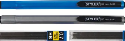 Obrázek produktu pro Stylex mechanické tužky - 2 kusy - HB - s gumou - 12 náhradních náplní každá