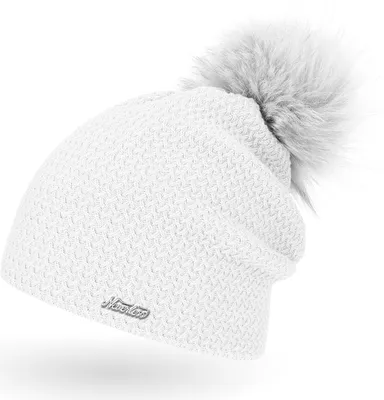 Produktbild von Warme Strickmütze Wintermütze Bommelmütze Zopfmuster Damen gefüttert Neverless® unisize