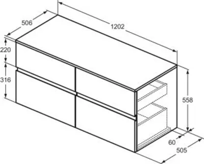 Produktbild von Ideal Standard E3437US WTUnterschrank Finesse o.Ausschnitt