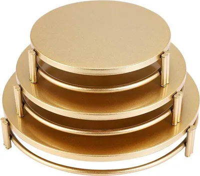 Produktbild von Drei Stück Torte- und Muffin-Standard, Torte-Standard, Cupcake-Standard, Torte-Platte für Dekorationen für Geburtstag, Kaffeetafel, Hochzeit, Gold