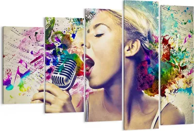 Produktbild von Bild auf Leinwand - Leinwandbild - Singen mikrofon energie - 150x100cm - Wand Bild - Wanddeko - Leinwanddruck - Bilder - Kunstdruck - Wanddekoration - Leinwand bilder - Wandkunst - EG150x100-2622