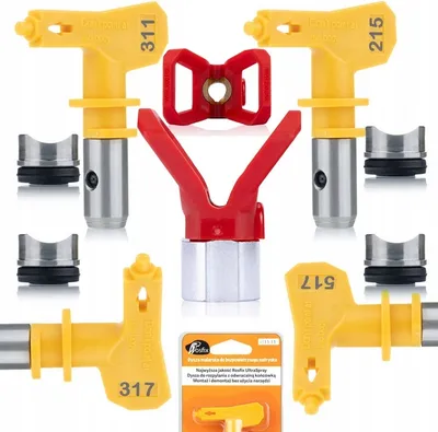 Obrázek produktu pro Rosfix Sada Stříkacích Trysek 215/311/317/517 s Držákem Trysky – Závit 7/8”, Univerzální pro Bezvzduchové Stříkací Pistole | Odolné a Přesné