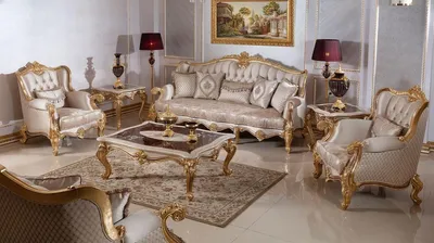 Produktbild von Casa Padrino Luxus Barockstil Wohnzimmer Möbel Set Silber / Braun / Gold