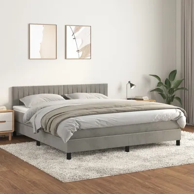 Produktbild von Maison Exclusive - Boxspringbett mit Matratze Hellgrau 160x200 cm Samt