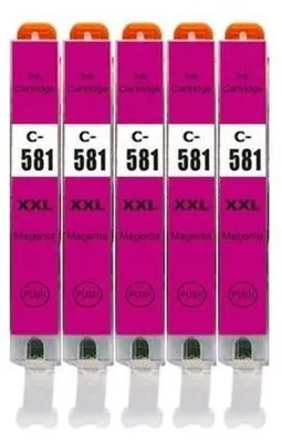 Image de 5 x cartouche d'encre compatible avec Canon CLI-581 M XXL Magenta avec puces et indicateur de niveau de remplissage