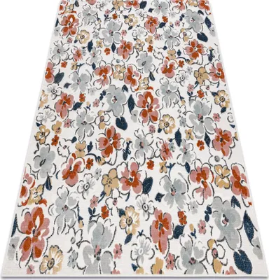 Produktbild von Teppich Strukturell BOTANIC 65239 Blumen, flach gewebt für Balkon, Terrasse - ekrü Mehrfarben 157x220 cm