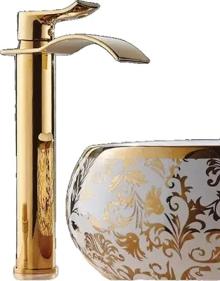 Obrázek produktu pro Koupelnová baterie, zlatý povrch, design vodopádu, zlatá výška A