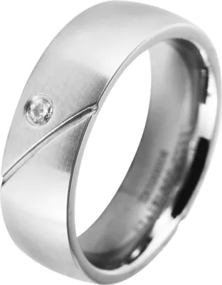 Produktbild von Akzent Damen-Partnerring aus Edelstahl, Similibesatz, silberfarbig