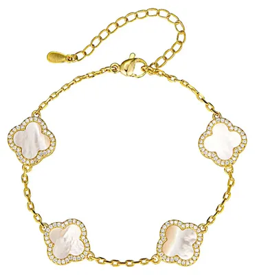 Immagine prodotto di Bracciale in argento sterling 925 "Clover" color oro bianco