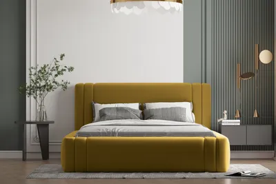 Produktbild von Polsterbett  ROLF -OM 90x200 cm mit Bettkasten und Lattenrost. Farbe: Gold