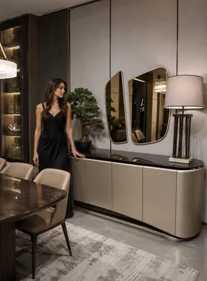 Produktbild von Moderner Komplettes Sideboard mit Spiegel Esszimmer Luxusmöbel