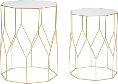 Produktbild von Mauro Ferretti Beistelltisch Set Glass 2tlg Ø 37x47 und 31x42 cm gold