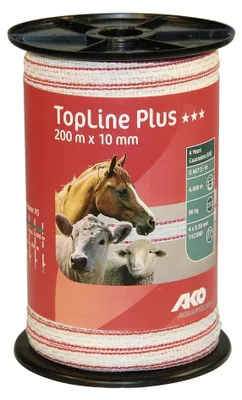 Image de AKO Weidezaunband TopLine Plus weiß/rot, 200 m Länge, 20 mm breit
