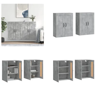 Produktbild von vidaXL Wandschränke 2 Stk. Betongrau Holzwerkstoff - Wandschrank - Wandschränke - Schrank - Lagerschrank