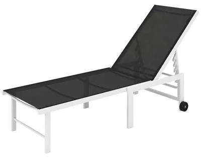 Produktbild von Verstellbare Gartenliege mit Rollen, 5-fach verstellbarer Rš¹ckenlehne und Stahlrahmen, 166 x 60 x 84 cm, Grau