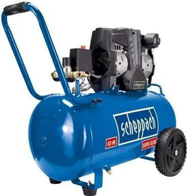 Obrázek produktu pro Dvouválcový kompresor Scheppach HC51Si Super Silent | 60 dB(A) tichý | 50L nádrž | 8bar | bezolejový a nenáročný na údržbu | 300 l/min | 1500W