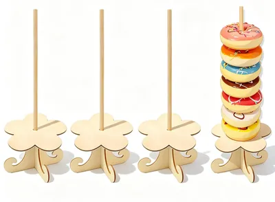 4er Set Holz-Donutständer, Präsentationsständer für Partys
