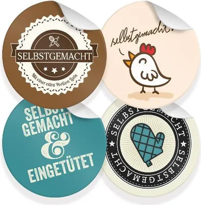 Produktbild von 24x Sticker Selbstgemacht Mix (Motiv 44) 4cm Aufkleber Backen Kochen