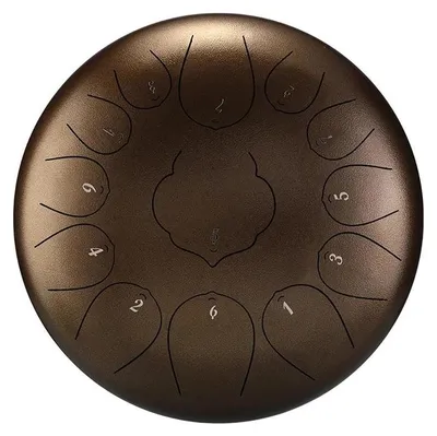 Produktbild von Steel Tongue Drum Zungentrommel - Percussion Instrument 30 cm - 13 Töne - Sphärischer Klang - Für Anfänger - Messing