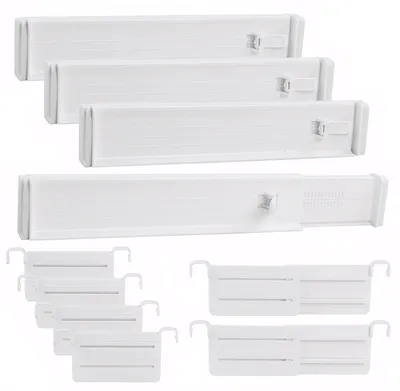 Schubladenteiler-Set 10-tlg., verstellbar 33-58,5 cm, Höhe 6,4 cm, weiß