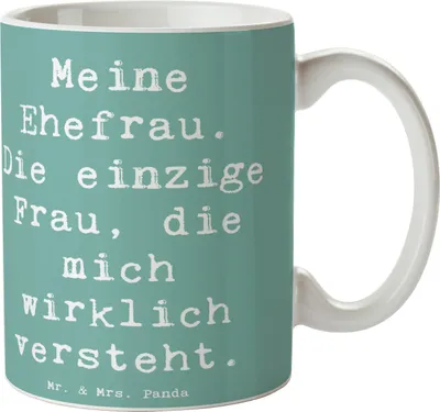 Produktbild von Mr. & Mrs. Panda haferl Spruch Ehefrau Verständnis - Meeresbrise - Geschenk, Liebe zur, emotionale Verbindung, Handarbeit, Kaffeebecher, Ehe, Geschenke, Partnerschaft