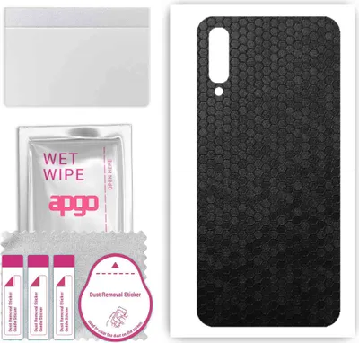 Produktbild von apgo Rückseite Schutzfolie, Skin, kompatibel mit Samsung Galaxy A70, Hinten Displayschutzfolie aus Vinylfolie, kratzfest, einfache Montage - Schwarze Honigwabe