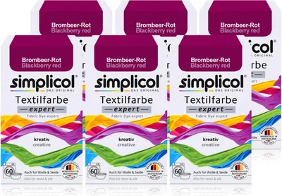 Produktbild von Simplicol Textilfarbe expert Brombeer-Rot 150g - Farbe zum Färben (6er Pack)