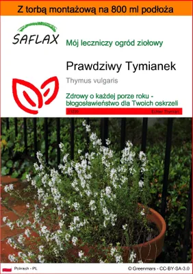 Zdjęcie produktu dla SAFLAX - Garden in the bag - Prawdziwy Tymianek - 200 Nasiona - Z podłożem uprawowym w praktycznej, samorozkładającej się torbie - Thymus vulgaris