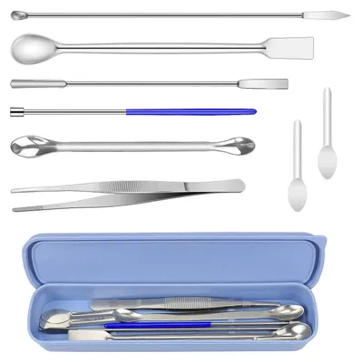 Produktbild von Set aus 8 Edelstahl-Mikroschaber für Laboranwendungen und zur Kapselfüllung