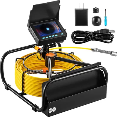 Produktbild von VEVOR Kanalisationskamera, 50 m lange 4,3-Zoll-Rohrinspektionskamera, 3-facher Zoom und 8500-mAh-Akku, IP68 wasserdichte Kanalsanierungskamera