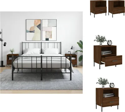 Produktbild von vidaXL Nachttische 2Stk. Braun Eichen-Optik 40x35x47,5cm Holzwerkstoff -  Nachttische