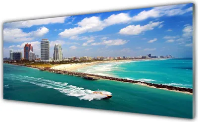 Produktbild von Glasbilder 125x50 Wandbild Druck auf Glas Meer Strand Stadt Landschaft
