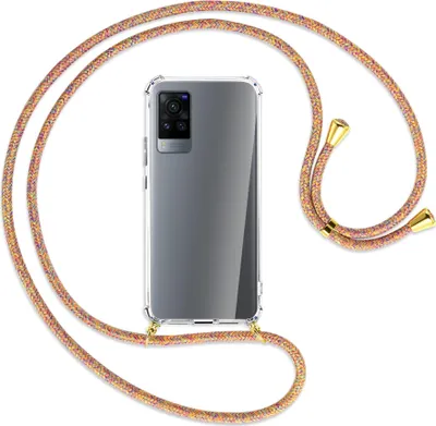 Produktbild von Handykette Backcover-Schutzhülle mit Band (Metall goldfarben) für vivo X60 Pro - Rainbow